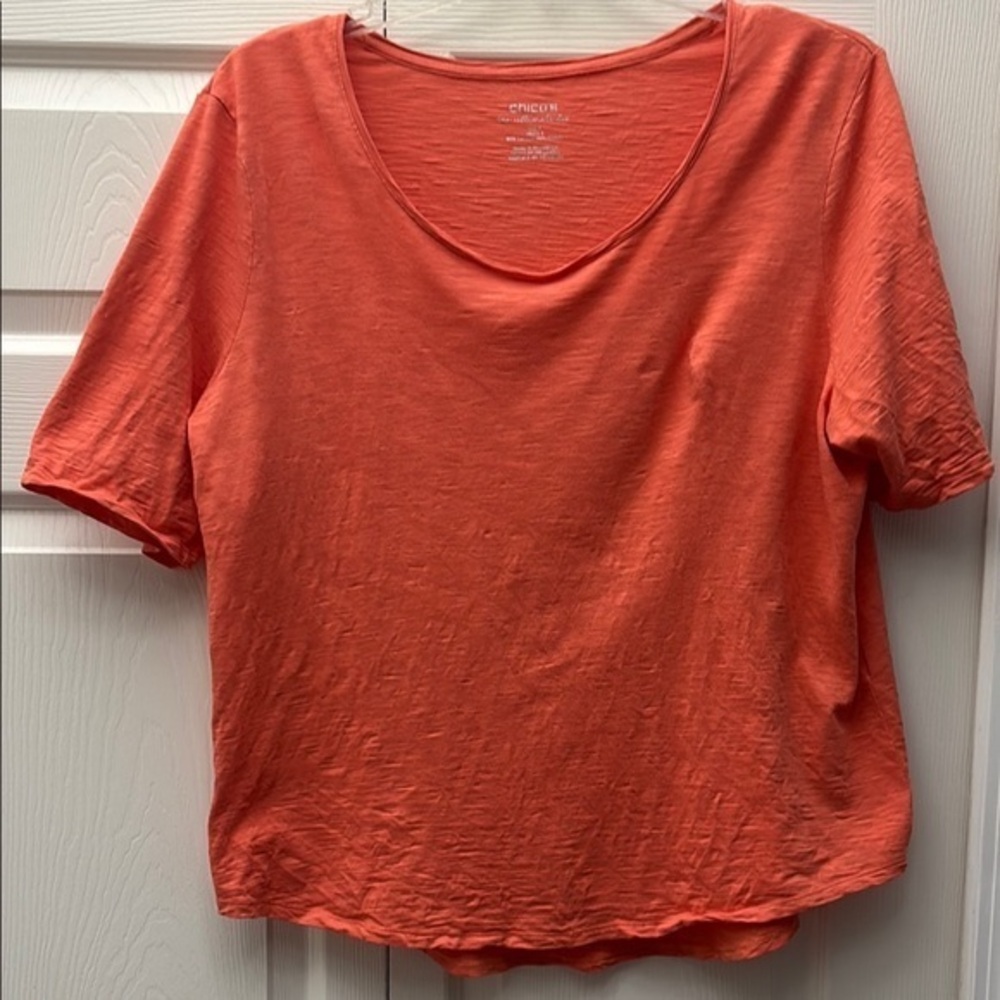Chico's light Orange Crop T-Shirt Short Sleeve Relaxed Fit